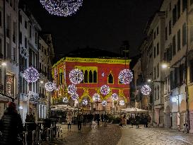 Christmas Illuminated City Of Udine, Italy