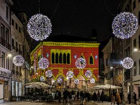 Christmas Illuminated City Of Udine, Italy