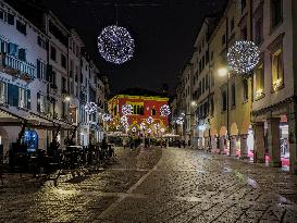 Christmas Illuminated City Of Udine, Italy