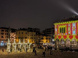 Christmas Illuminated City Of Udine, Italy