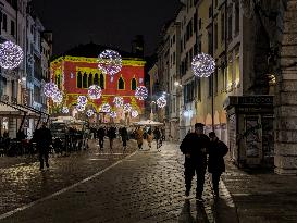 Christmas Illuminated City Of Udine, Italy