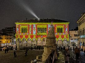 Christmas Illuminated City Of Udine, Italy