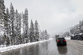 A Winter Storm Brings Chain Control And Delays On Interstate 80 East Near Cisco Grove, Calif., On Tuesday, November 27, 2024.