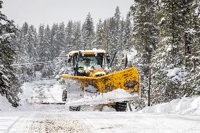 A Winter Storm Brings Chain Control And Delays On Interstate 80 East Near Cisco Grove, Calif., On Tuesday, November 27, 2024.