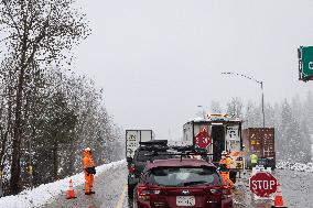 A Winter Storm Brings Chain Control And Delays On Interstate 80 East Near Cisco Grove, Calif., On Tuesday, November 27, 2024.