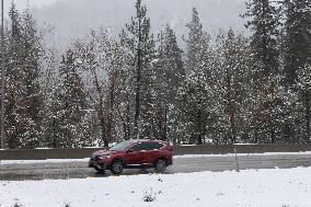 A Winter Storm Brings Chain Control And Delays On Interstate 80 East Near Cisco Grove, Calif., On Tuesday, November 27, 2024.