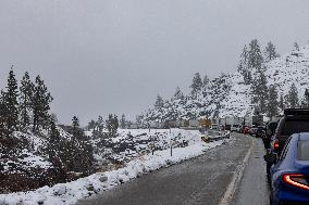 A Winter Storm Brings Chain Control And Delays On Interstate 80 East Near Cisco Grove, Calif., On Tuesday, November 27, 2024.