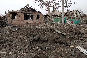 Aftermath of Russian shelling of Yasnohirka village near Kramatorsk