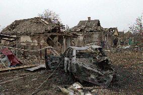 Aftermath of Russian shelling of Yasnohirka village near Kramatorsk