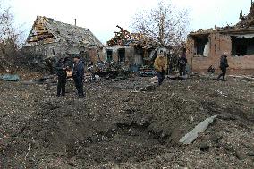 Aftermath of Russian shelling of Yasnohirka village near Kramatorsk