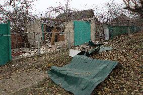 Aftermath of Russian shelling of Yasnohirka village near Kramatorsk