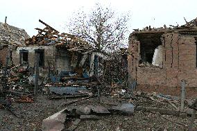 Aftermath of Russian shelling of Yasnohirka village near Kramatorsk