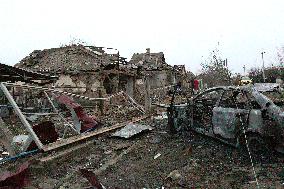 Aftermath of Russian shelling of Yasnohirka village near Kramatorsk