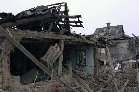 Aftermath of Russian shelling of Yasnohirka village near Kramatorsk