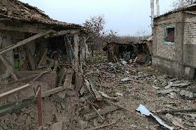 Aftermath of Russian shelling of Yasnohirka village near Kramatorsk