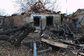 Aftermath of Russian shelling of Yasnohirka village near Kramatorsk