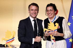 Macron Presides Over Young Talented Entrepreneur Award Ceremony - Paris