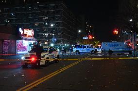 Crime Scene Investigators At Scene Where 29-year-old Man Killed In Shooting In Fleetwood Section Of Bronx New York