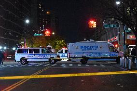 Crime Scene Investigators At Scene Where 29-year-old Man Killed In Shooting In Fleetwood Section Of Bronx New York