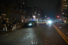 Crime Scene Investigators At Scene Where 29-year-old Man Killed In Shooting In Fleetwood Section Of Bronx New York