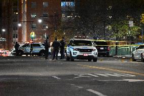 Crime Scene Investigators At Scene Where 29-year-old Man Killed In Shooting In Fleetwood Section Of Bronx New York