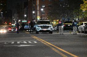 Crime Scene Investigators At Scene Where 29-year-old Man Killed In Shooting In Fleetwood Section Of Bronx New York