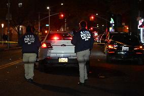 Crime Scene Investigators At Scene Where 29-year-old Man Killed In Shooting In Fleetwood Section Of Bronx New York