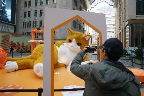 Giant Orange Cat Statue