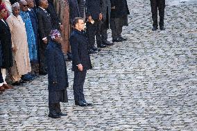 Presidents Macron And Tinubu At Invalides Ceremony - Paris