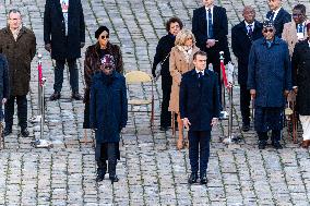 Presidents Macron And Tinubu At Invalides Ceremony - Paris