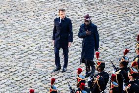 Presidents Macron And Tinubu At Invalides Ceremony - Paris