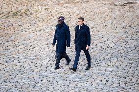 Presidents Macron And Tinubu At Invalides Ceremony - Paris