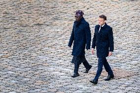 Presidents Macron And Tinubu At Invalides Ceremony - Paris