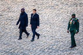 Presidents Macron And Tinubu At Invalides Ceremony - Paris