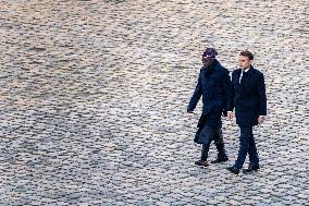 Presidents Macron And Tinubu At Invalides Ceremony - Paris