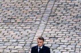 Presidents Macron And Tinubu At Invalides Ceremony - Paris