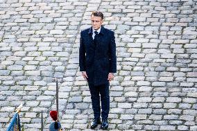 Presidents Macron And Tinubu At Invalides Ceremony - Paris