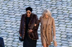 Presidents Macron And Tinubu At Invalides Ceremony - Paris