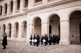 Macron And Nigerian Counterpart Bola Tinubu At The Invalides - Paris