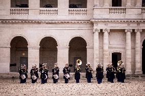 Macron And Nigerian Counterpart Bola Tinubu At The Invalides - Paris