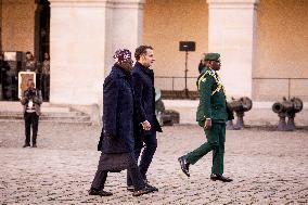 Macron And Nigerian Counterpart Bola Tinubu At The Invalides - Paris