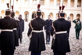 Macron And Nigerian Counterpart Bola Tinubu At The Invalides - Paris