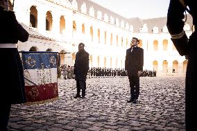 Macron And Nigerian Counterpart Bola Tinubu At The Invalides - Paris