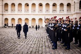 Macron And Nigerian Counterpart Bola Tinubu At The Invalides - Paris