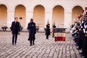 Macron And Nigerian Counterpart Bola Tinubu At The Invalides - Paris