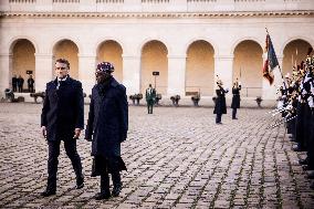 Macron And Nigerian Counterpart Bola Tinubu At The Invalides - Paris