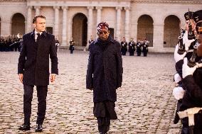 Macron And Nigerian Counterpart Bola Tinubu At The Invalides - Paris