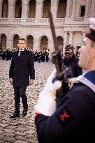 Macron And Nigerian Counterpart Bola Tinubu At The Invalides - Paris