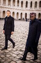 Macron And Nigerian Counterpart Bola Tinubu At The Invalides - Paris