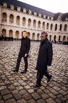 Macron And Nigerian Counterpart Bola Tinubu At The Invalides - Paris